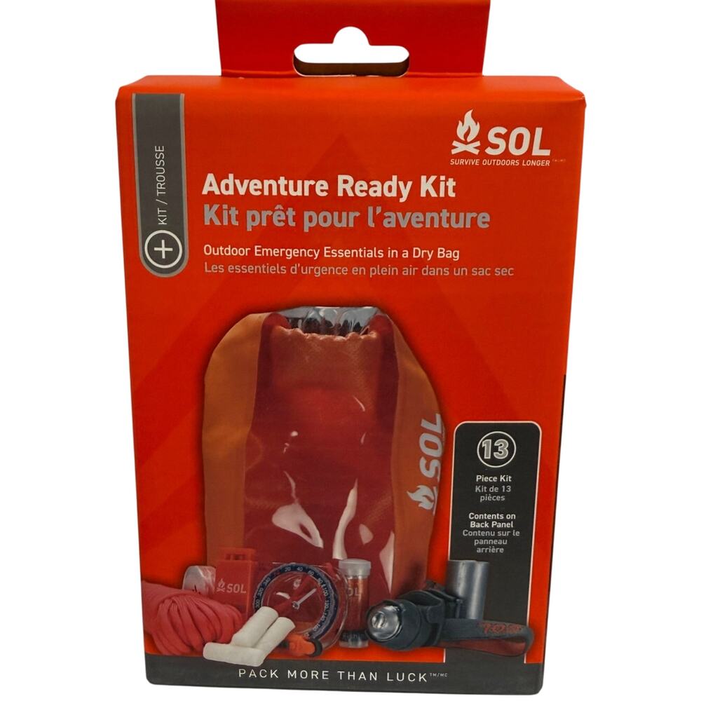 SOL Adventure Ready Survival Kit 13 Piece Dry Bag Emergency Camping Gear New BOX